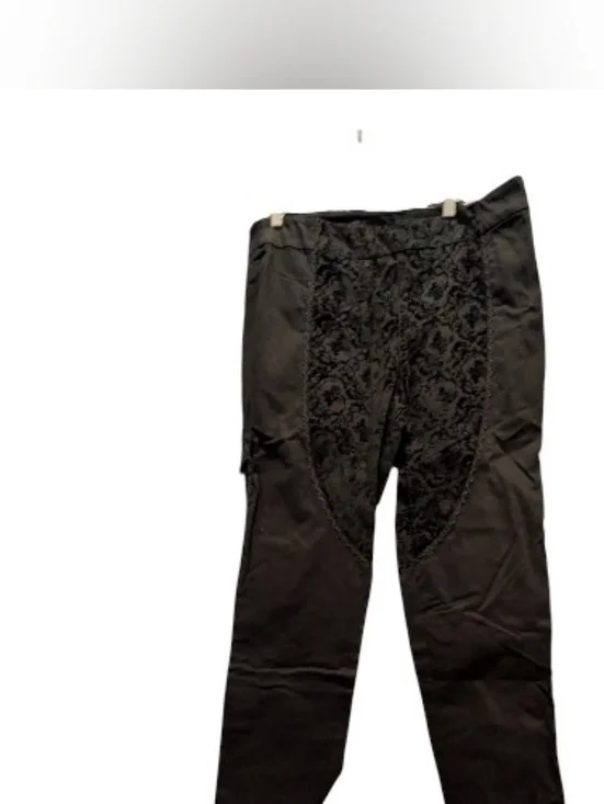 2X/XL Punk Rave Abso Vamp Black Velvet-Panel Skinny Pants with Sheer Drape - Picture 3 of 10